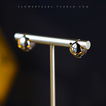 European and American style double-sided two-color 18K gold shiny atmospheric ball ear button gold earrings mirror round earrings