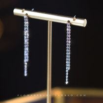 18K platinum bright star dazzling long earrings imported laser craft bead bead chain tassel EAR thread