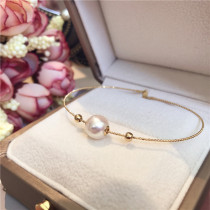 Aurora mirror Japan imported through powder mirror Akoya seawater pearl single bead bracelet elastic hand ring bracelet