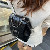 Кожаная цепь, ретро сумка на одно плечо, рюкзак, Южная Корея, в стиле Шанель, на цепочке