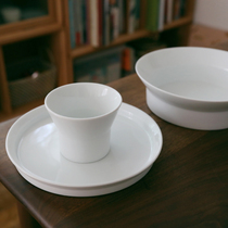 Glutinous rice porcelain) Jingdezhen bright white straight foot open plate open deep disc cup cup strong push