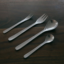 Glutinous rice porcelain) National matte brushed stainless steel super practical dessert spoon rice spoon Fork fruit fork