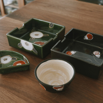 Glutinous rice porcelain) Japanese imported classical square food box square plate ceramic tableware