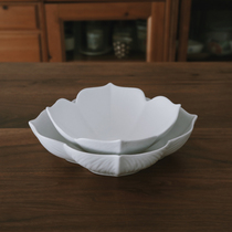 Glutinous Rice Porcelain) Jingdezhen Classical Petal Soup Plate Dinner Plate Deep Plate Salad Plate Fruit Plate