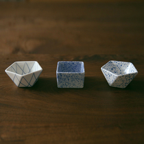 Glutinous rice porcelain) national blue dyed small dish special dish square sauce bowl creative tableware ceramic sauce dish