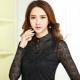 Áo sơ mi ren đáy quần nữ dài tay mùa thu đông có kích thước lớn cho mẹ áo sơ mi đen mỏng áo thun nữ dài tay áo ren mẫu váy liền cho tuổi 40