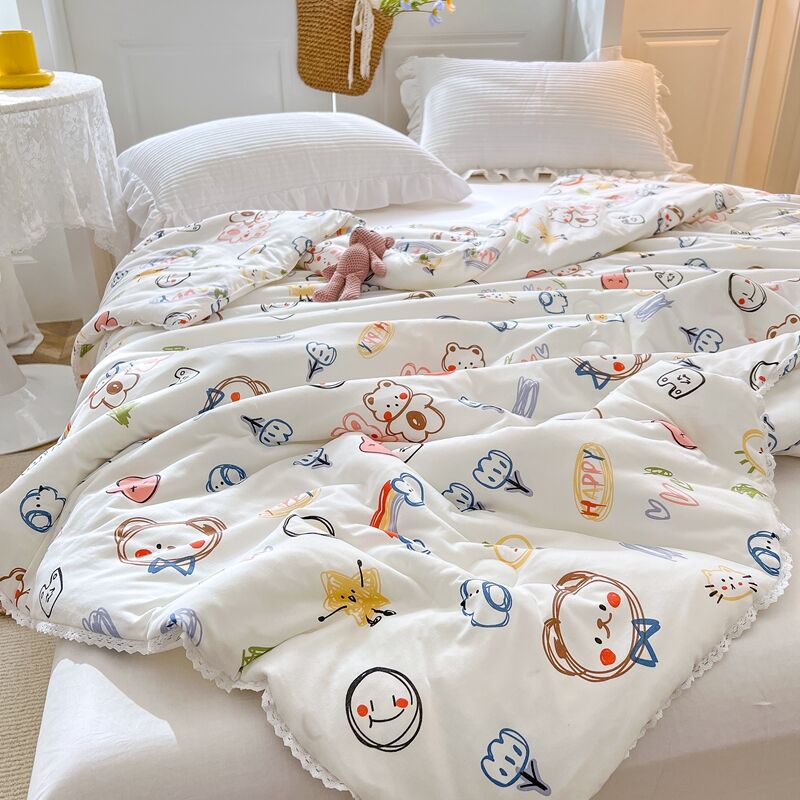 Class A knitted cotton printed summer cool quilted by air conditioning by thin section Quilt Spring Autumn Summer Quilt Core Washable Washed and washed by summer quilt