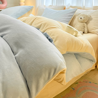 Double-Sided Milk Velvet Four-Piece Set 2025 New Winter Thickened Fleece Coral Fleece Duvet Cover Winter Flannel Bed Sheet