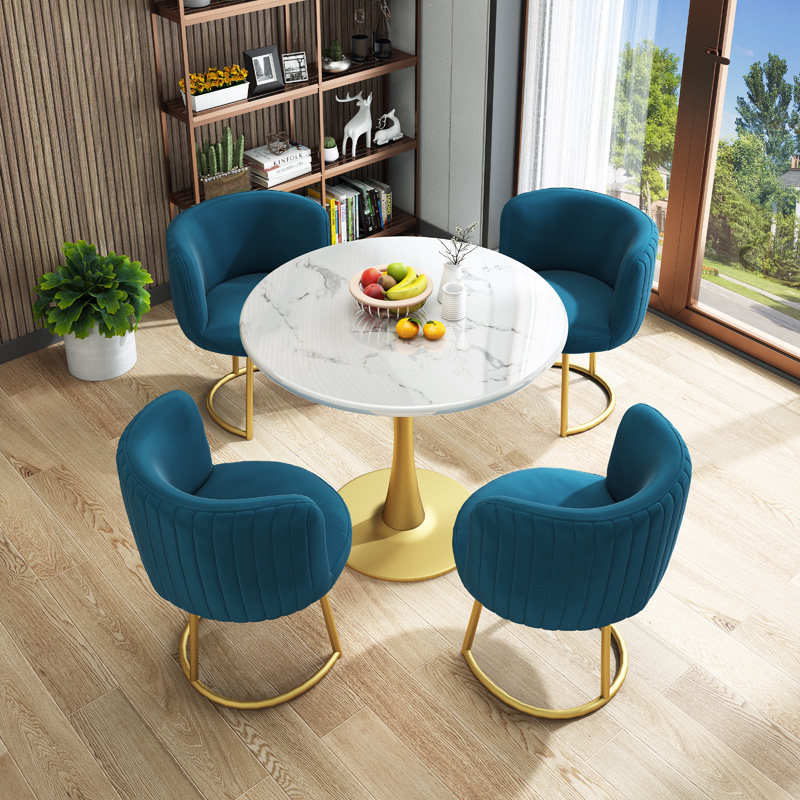 Nordic coffee shop milk tea shop dining table and chair sample house display center business negotiation reception marble table and chair combination round table
