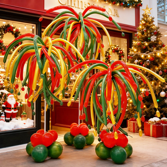 New Year's Christmas New Year's Day fireworks long balloon atmosphere decoration column shopping mall shop school opening layout