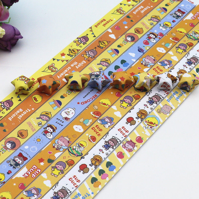 Stars Folded Paper Handmade Colored Stack Small Stars' Paper Starry Sky Lucky Stars Pentagram Cute Cartoon Star Note