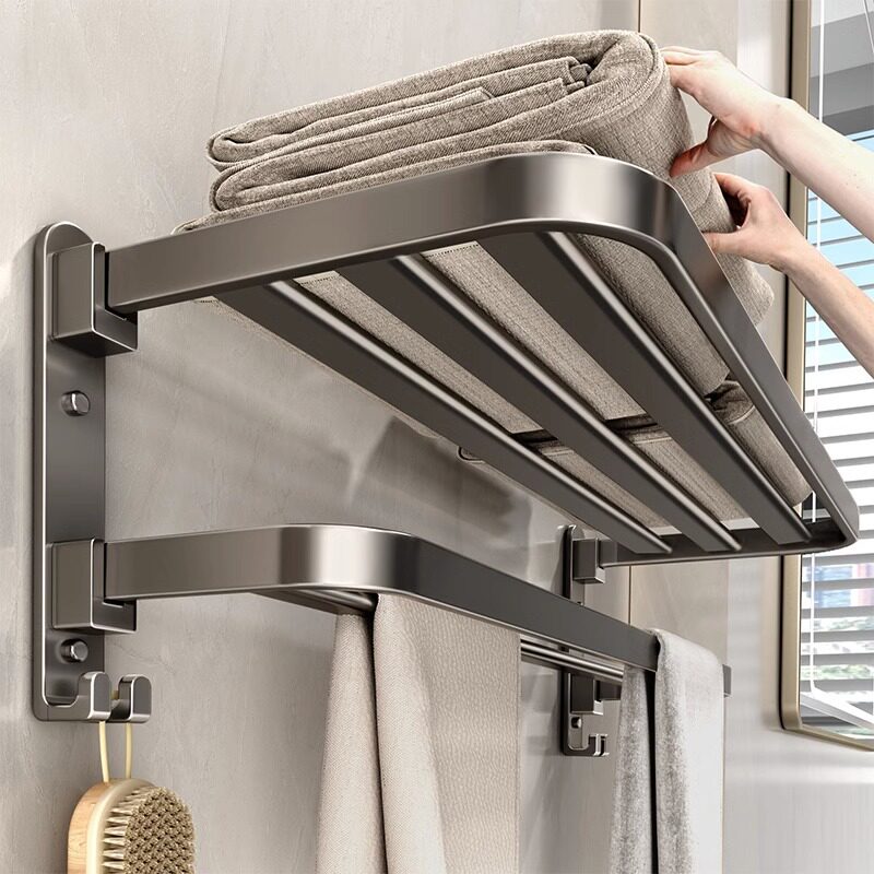 Bathroom wall-mounted towel rack integrated free of punch toilet toilet toilet shelf bath towel rack bathroom-Taobao