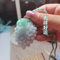 Laokeng A cargo Myanmar jade ice seed green jade pendant natural pendant male and female jade pendant 32*46