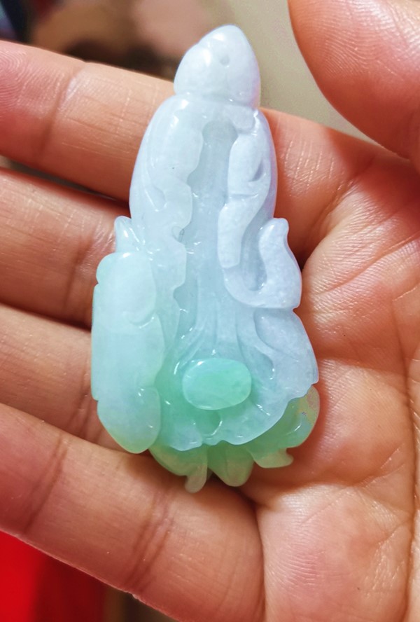 Old Pit A Jade Pendant Pure Natural Myanmar Jade Pendant Gathering Baicai Jade Cabbage Send Certificate 26*56