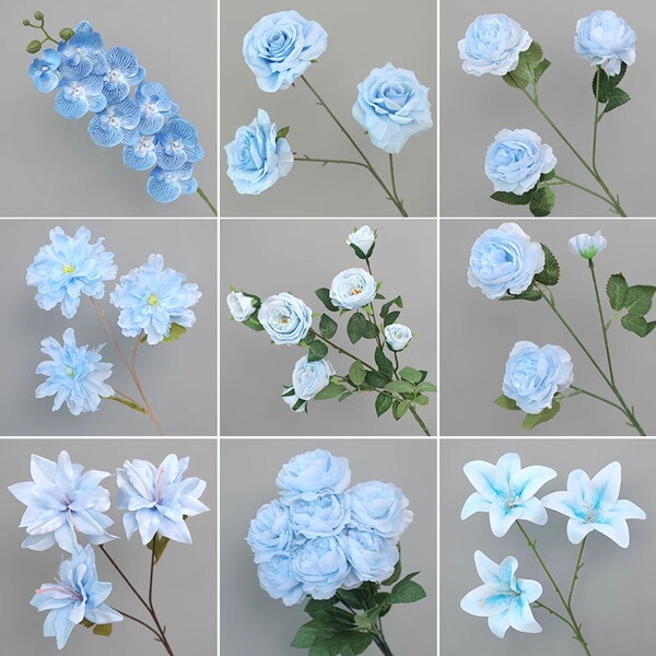 Blue Wedding Artificial Flower Bouquet, Wedding Decoration, Artificial Flowers, Engagement Floral Arrangements, Silk Small Flowers, Flower Arrangements