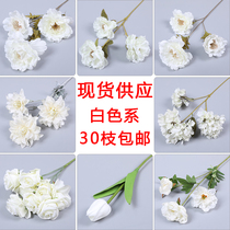 White wedding simulation flower ocean peony Wenxinlan hydrangea rose art flower material Wedding hall layout ceiling decoration