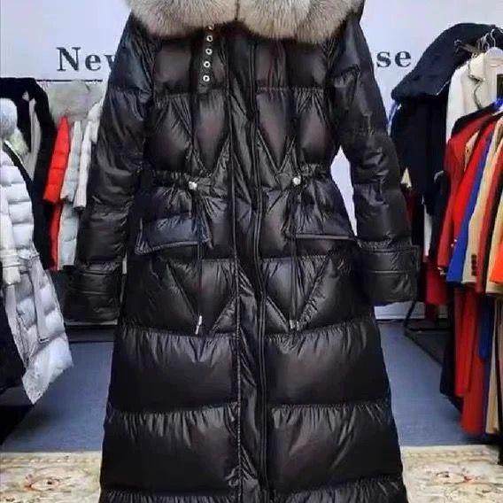 2024 winter new mid-length hooded down jacket