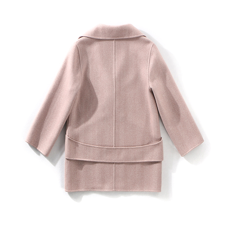Loại cao cấp 90 len + cashmere phù hợp với ve áo một nút handmade áo hai mặt áo khoác ngắn 8205 áo dạ nữ