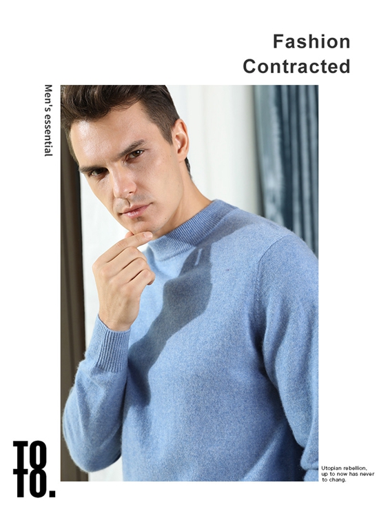 Mùa thu và mùa đông áo len cashmere mới cho nam áo len nửa cổ áo thun ngắn màu rắn kinh doanh áo len dài tay giản dị blazer nam