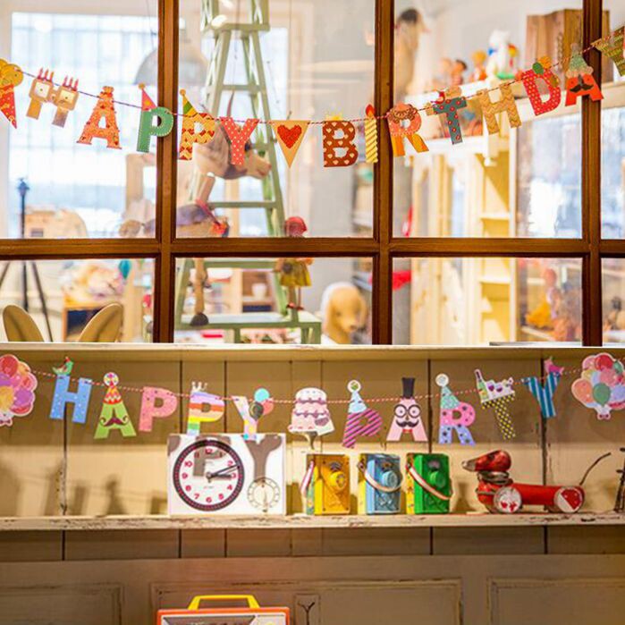 Pull flower party baby children happy birthday letter pull flag bunting background wall decoration decoration supplies