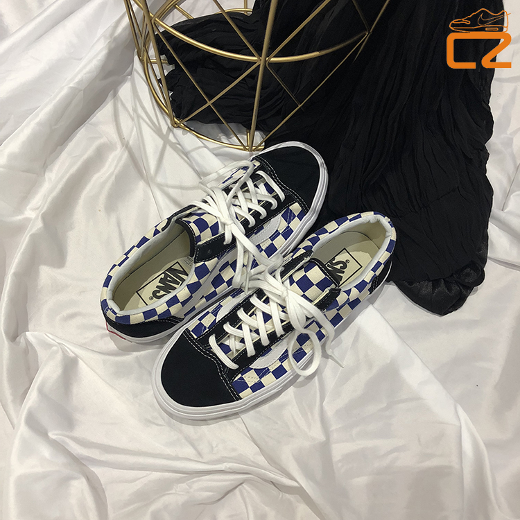 Trồng giày thể thao vans style36 trắng đỏ đen trắng xanh kẻ caro mới cắt giày vải nữ thấp giay the thao