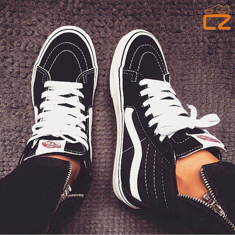 Giày tăng trưởng vans sk8-hi đôi giày cao cổ màu đen cổ điển cho nam và nữ cao cấp VN-0D5IB8C giày thể thao bitis nam