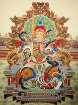 The special bond between Wei Tuo Zuntian Bodhisattva and the seated Buddha painting. The photo paper is double-sided and plastic-wrapped for home worship.