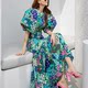 Moderate beauty clothing high-end custom summer women's new sweet retro temperament flower print puff sleeve plus size dress