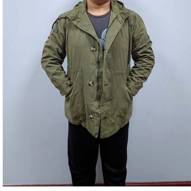 Outdoor Leisure Medieval for Old Heavy Washed Men Olive color Lianhood Multi-pocket thin Autumn Winter Long Sleeve Jacket-Taobao