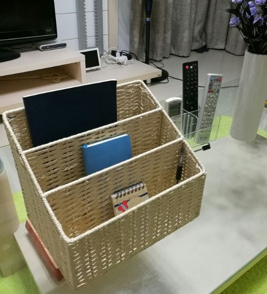 Diana environmental protection handmade basket magazine compartmental basket book newspaper basket kindergarten with desktop cosmetics storage