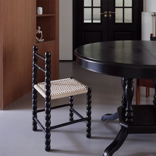 Скандинавский веревочный табурет, средневековый дизайнерский обеденный стул из цельного дерева, стул с французской спинкой ваби-саби, старинный табурет из тыквы, маленький стул