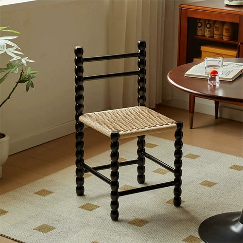 Скандинавский веревочный табурет, средневековый дизайнерский обеденный стул из цельного дерева, стул с французской спинкой ваби-саби, старинный табурет из тыквы, маленький стул