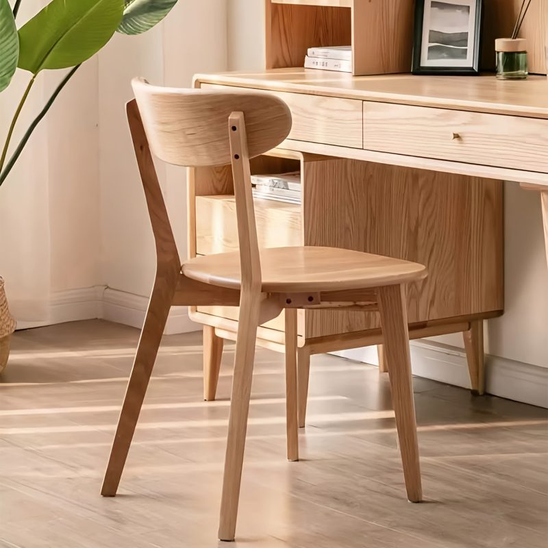 Japanese-Style Solid Wood Louis Dining Chair, Simple Home-Use Chair with Backrest, Desk Chair, Office Meeting Windsor Dressing Stool