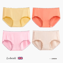  British lobesli modal panties female lace mid-waist graphene antibacterial sexy triangle shorts head breathable