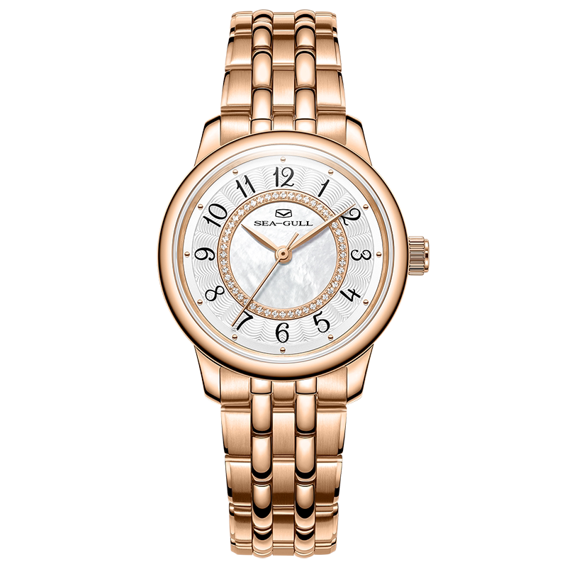 Seagull Watch Women's Watch Light Luxury Fashion Diamond-Encrusted Mother-Of-Pearl Retro Bloom Women's Mechanical Watch 1065L