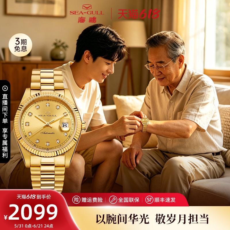 Seagull Watch 18K Gold Couple Watch Light Luxury Men's Watch Mechanical Watch Women's Watch 7055 Father's Day Gift Seagull Watch 18K Gold Couple Watch Light Luxury Men's Watch Mechanical Watch Women's Watch 7055 Father's Day Gift