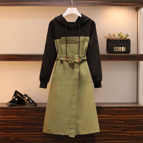 Large size womens clothing autumn 2021 new fat sister fashion Western style skirt fat sister mm Western style thin dress