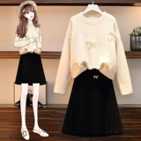 Демисезонное модное шерстяное платье, комплект, большой размер, подходит для полных девушек, по фигуре