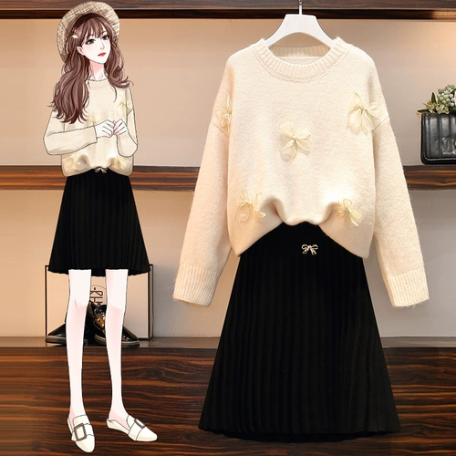 Демисезонное модное шерстяное платье, комплект, большой размер, подходит для полных девушек, по фигуре