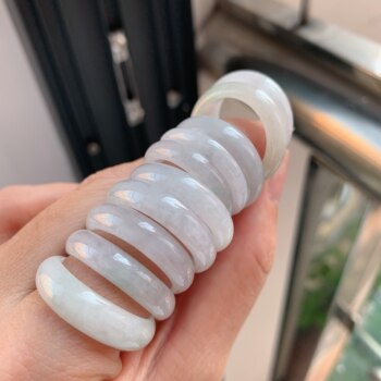 Myanmar natural jade a-grade white moonlight ring jade ring plain ring jade bracelet wholesale fidelity