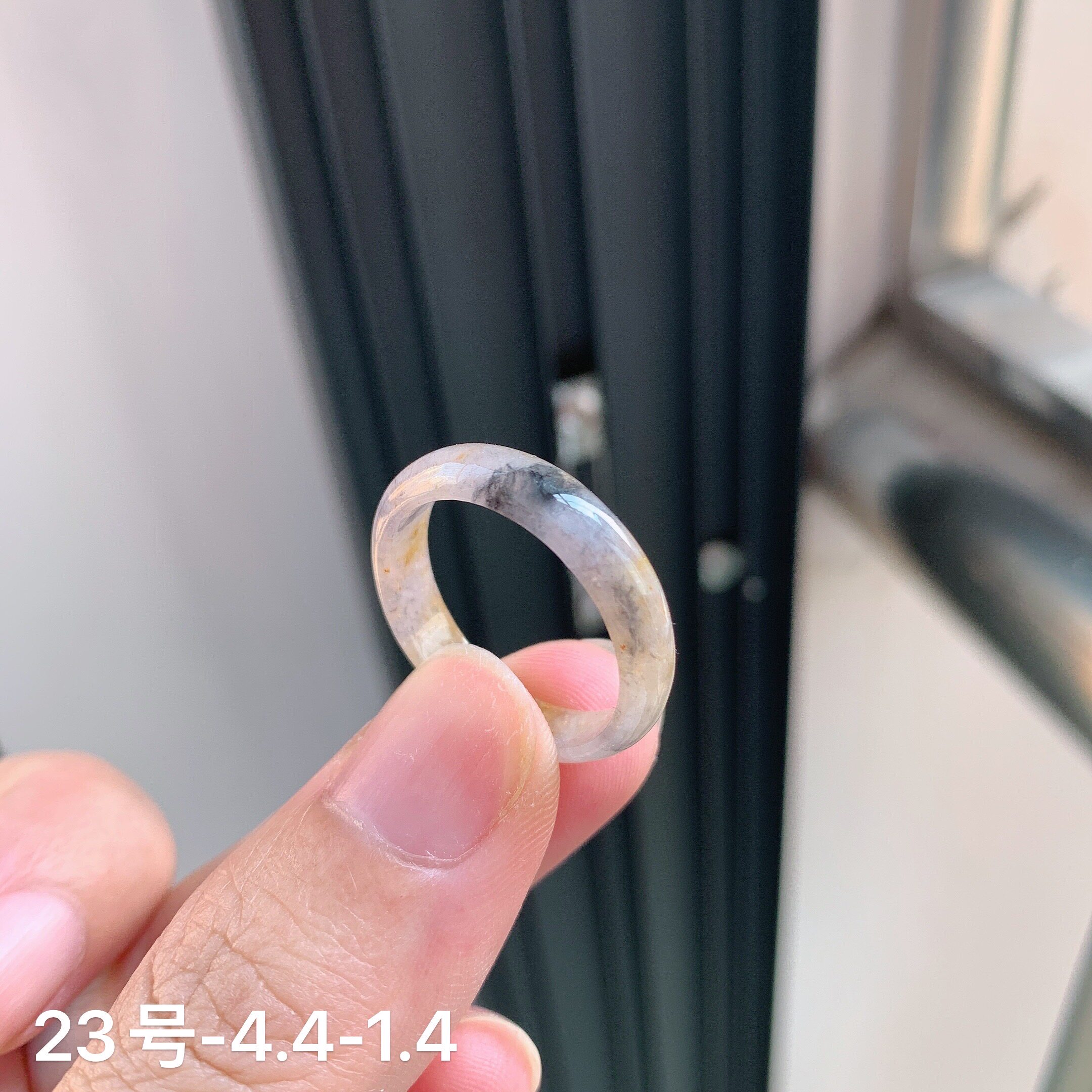No. 23 Burmese natural jade a-grade ice species black chicken yellow jade ring dangerous material jade ring affordable welfare model
