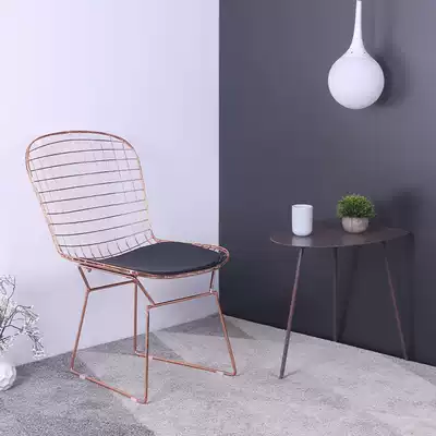 Golden hollow barbed wire chair wrought iron dining chair Nordic metal chair Net red designer modern minimalist back chair