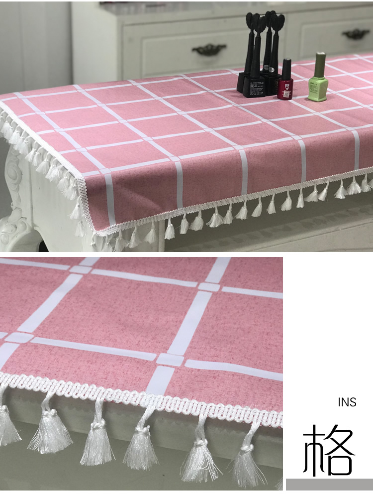 Ins phong cách cửa hàng đinh bàn khăn trải bàn bàn ăn hình chữ nhật ren lưới mắt cáo vải PVC bàn trang điểm - Khăn trải bàn khăn bàn