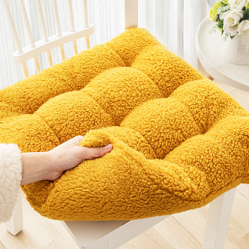 Winter thickened lamb suede chair cushion office for a long sitting butt cushion autumn winter student warm plush chair cushion-Taobao