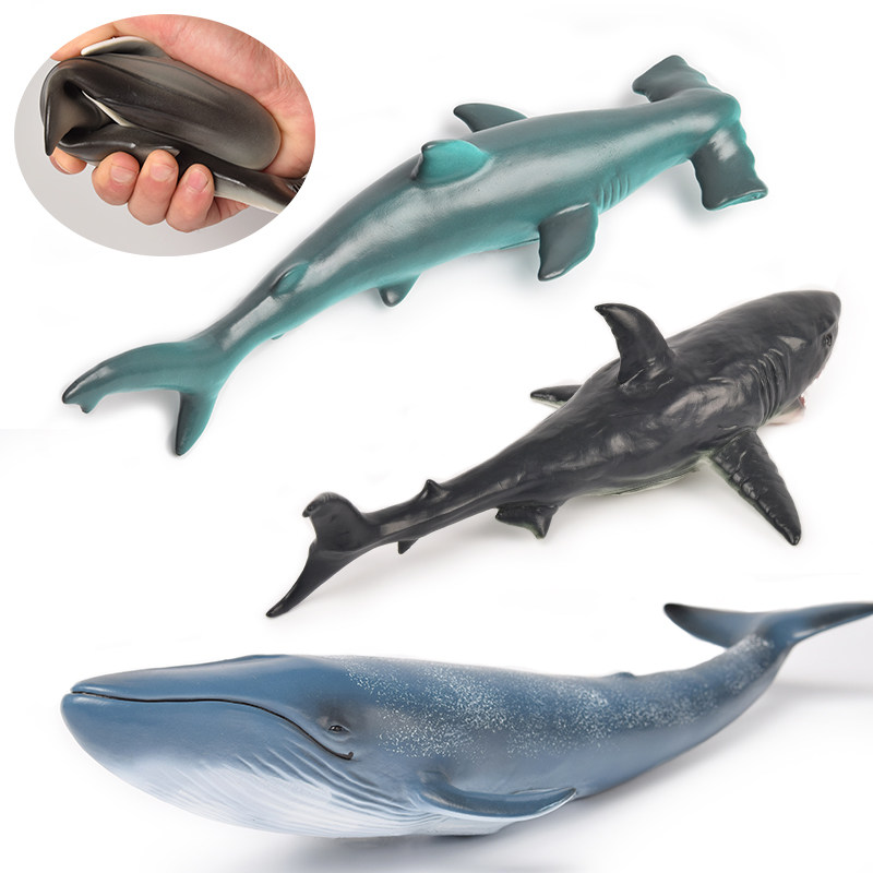 Soft rubber marine animal toy simulation model Underwater world Whale Whale Shark Small Shark Hammerhead Shark Gift set