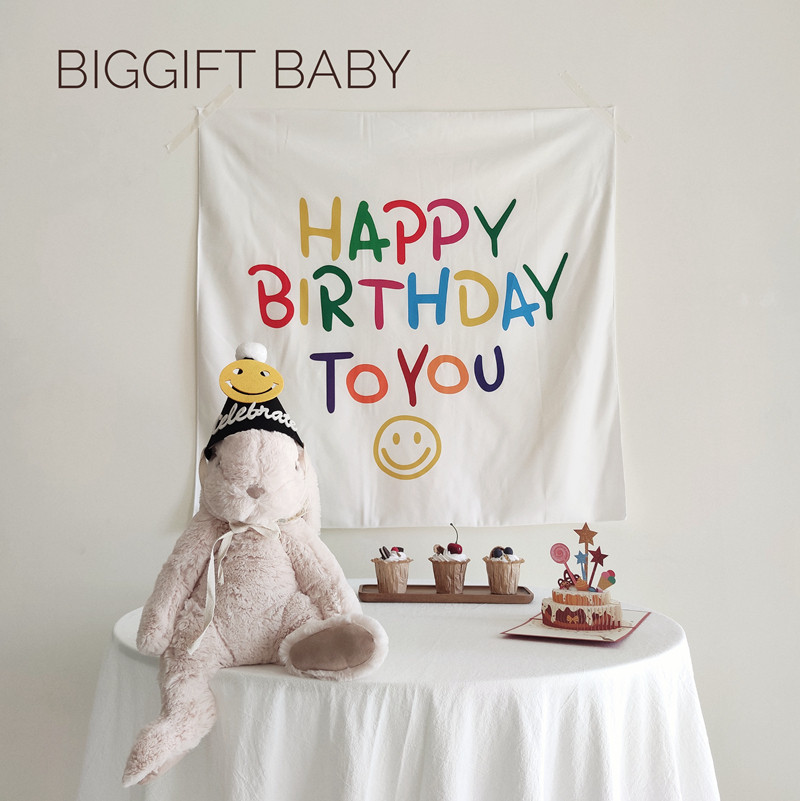 BIGGIFT large tangerine ~ ins Korean baby birthday arrangement background wall children party background cloth poster décor-Taobao