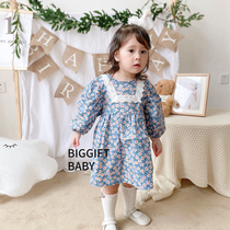 BIGGIFT BABY ~ Baby girls broken flower Bubble sleeve sons birthday with a dress and posing for a dress