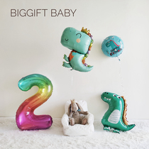 BIGGIFT BABY ~ cute Meng Mengs dinosaur baby birthday arranged aluminum film balloon photo decoration