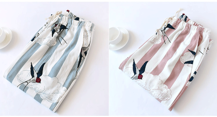 Mùa xuân và mùa thu đồ ngủ cotton phụ nữ tươi mát mùa đông sưởi ấm phòng đan bông khép kín bông chùm chân quần nhà baggy nam