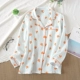 Bộ đồ ngủ mùa xuân và mùa thu Áo khoác của phụ nữ Một mảnh vải cotton nguyên chất lỏng lẻo Gạc hai lớp Bông tinh khiết mỏng dài tay Điều hòa nhiệt độ Áo khoác cardigan nhỏ - Pyjama